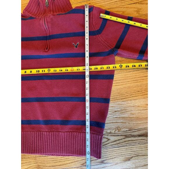 American Eagle Outfitter Men's L/XL Long Sleeve 1/4 Zip Pullover Sweater Stripes - Picture 2 of 10